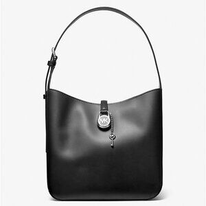 Michael Kors Lyra Small Leather Shoulder Bag_ Black
